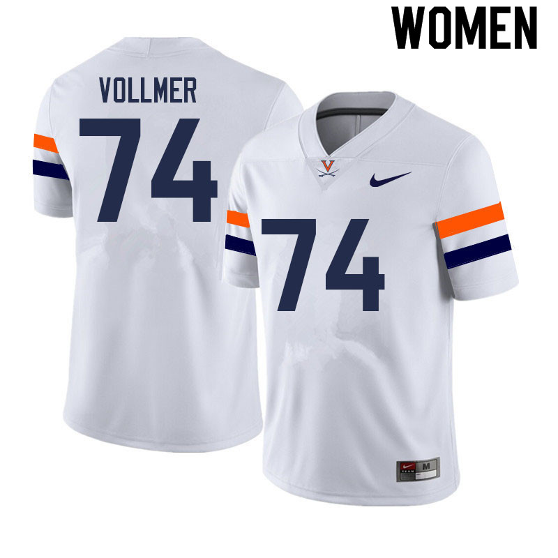 Women #74 Gerrik Vollmer Virginia Cavaliers College Football Jerseys Sale-White